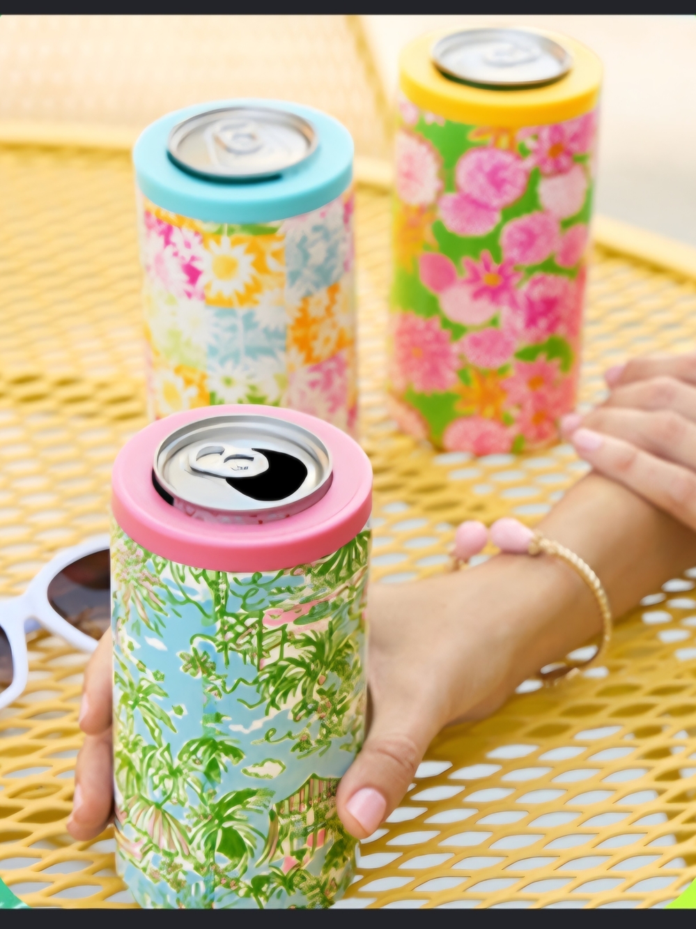 Lilly Pulitzer Pink-Top Tropical Can Cooler